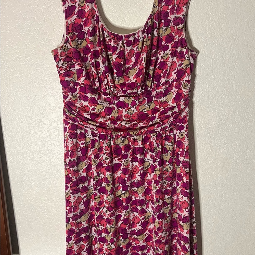 London Times Pink and Cream Floral Midi Dress